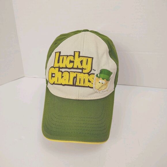 VINTAGE Lucky Charms Hat Cap Strap Back Green Marketing Cereal Adult Embroidered - Picture 1 of 8